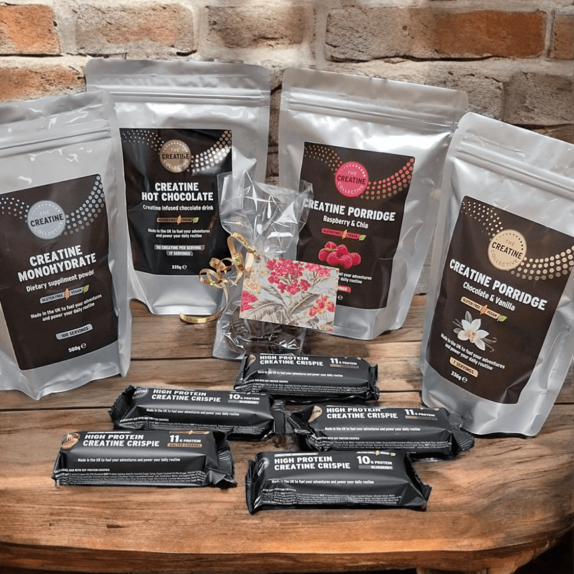 cretine monohydrate, hot chocolare, creatine bars, blueberry, salted caramel