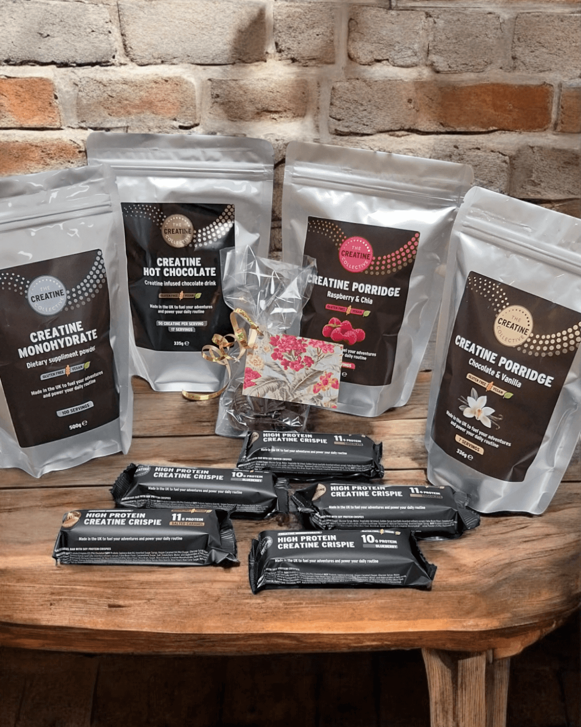 cretine monohydrate, hot chocolare, creatine bars, blueberry, salted caramel