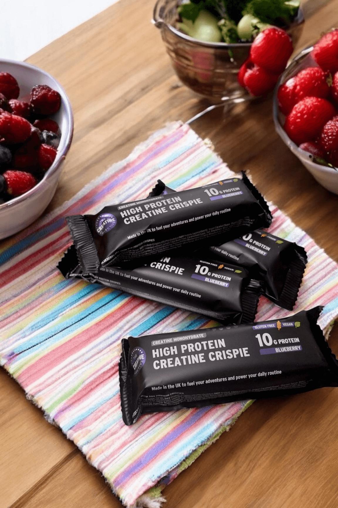 Blueberry creatine crispy bar, high protein