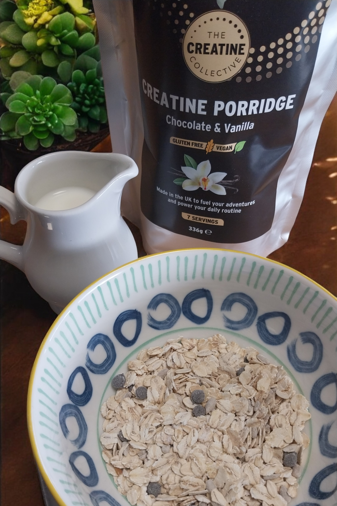 creatine, chocolate vanilla porridge gluten free vegan